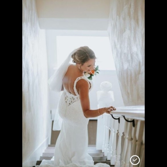 🦋🌙 MON CHERI x ENCHANTING | White Delicate Lace & Beaded Wedding Gown - Picture 10 of 15